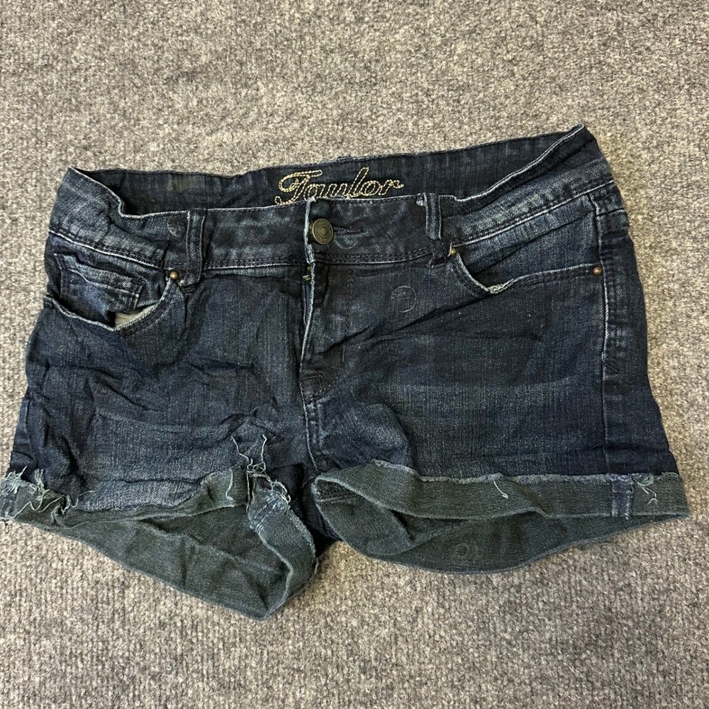 dELiA*s Denim Shorts Womens Size 5/6 Dark Wash Taylor Low Rise Cuffed Raw Hem